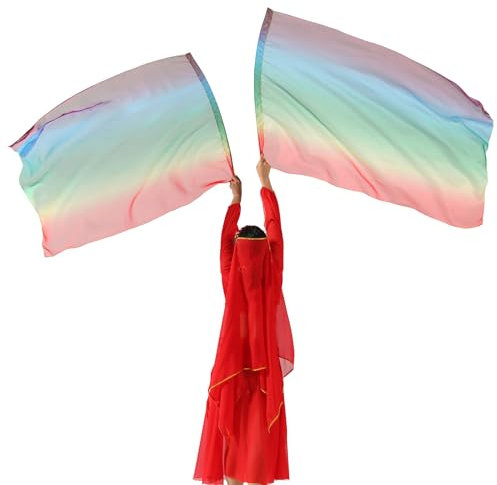 MUNAFIE Anbetungsfahnen 2 Stück Lobpreis Tanz Fahnen Rechteck Regenbogen flagge mit teleskopstab fahnenstange für Tanzaufführung Kirche 8#Regenbogen