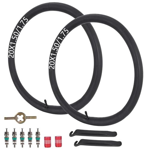 20 Zoll Fahrradschlauch 20 x 1,50/1,75 Fahrradschlauch AV32 mm Schrader-Ventil, kompatibel mit 20 x 1,50 20 x 1,60 20 x 1,70 20 x 1,75 Fahrradreifen, 20 Zoll Fahrradschlauch mit Reifenhebern