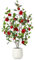 Fopamtri Plantas Artificiales de Camelia 120 cm Plantas Artificiales Decorativas con 30 Flores, Planta Artificial Grande con Maceta Blanca para Interior Decoración (Rojo)