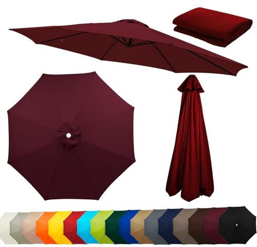 Auvent De Remplacement Pour Parasol De Terrasse 230CM 270CM 300CM, 8 Baleines Toile De Rechange Pour Parasol Déporté De Jardin, Housse De Rechange Pour Parasol De Plage(Crimson,300CM-9.8FT)