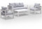 LANOX Aluminium Gartenmöbel Set Gartenlounge-Set Loungeset für 4-5 Personen Terrasse Balkon, wetterfest Sitzgruppe Essgruppe Gartengarnitur (4-TLG., 1×3-Sitzer Sofa, 2×Sessel, 1×Tisch, 10×Auflagen)