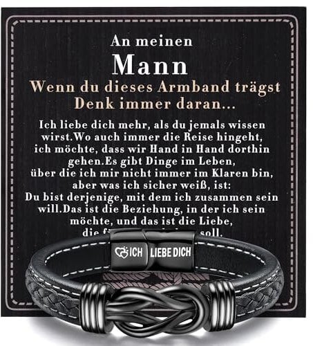 YADOCA Armband Männer Ich Liebe Dich Geschenke für Herren Lederarmband Geschenk Ehemann Weihnachten Geschenk für Freund Jahrestag Geschenk für Ihn Hochzeitstag Geschenke für Männer zum Valentinstag