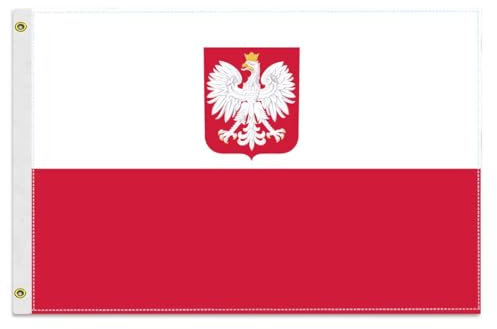 Bandiera della Polonia, 30 × 45 cm, piccolo striscione polacco da esterno 150D, decorazione con stampa a doppio strato per nautica, barca, yacht con occhiello in ottone