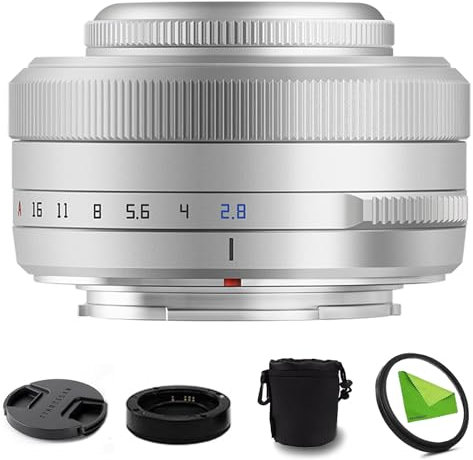 TTArtisan 27mm F2.8 f/2.8 XF-Mount Autofokus APS-C STM Objektiv für Fujifilm Fuji X-Mount Kameras X-T10 X-T2 X-T20 X-T30 X-T3 X-T4 X-T5 X-T100 X-T200 X-T30 X-PR01 X-PR02 X-PR03 X-E4 -Silber