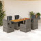 IKAYAA Polyrattan Sitzgruppe für 6 Personen, Gartenmöbel Set mit Tisch und 6 Verstellbare Hochlehner Stühlen, Essgruppe für Garten Terrasse und Balkon, inkl. Sitzkissen Grau