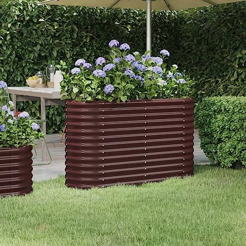 teichbecken,pflanzkübel XXL,pflanzkübel rechteckig,Hochbeet Pulverbeschichteter Stahl 114x40x68 cm BraunGeeignet für Garten, Terrasse, Schlafzimmer, Wohnzimmer