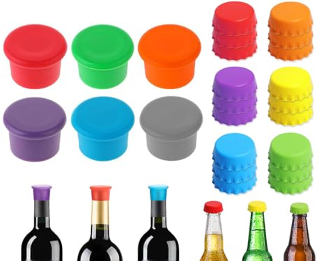 Hitopin Wiederverwendbare Silikon Kronkorken, 24 Stück Hochwertiger Kronkorken Verschluss, Silikon Kronkorken, Flaschenverschluss Bierflaschen Deckel, für Bier, Saft und Glasflaschen