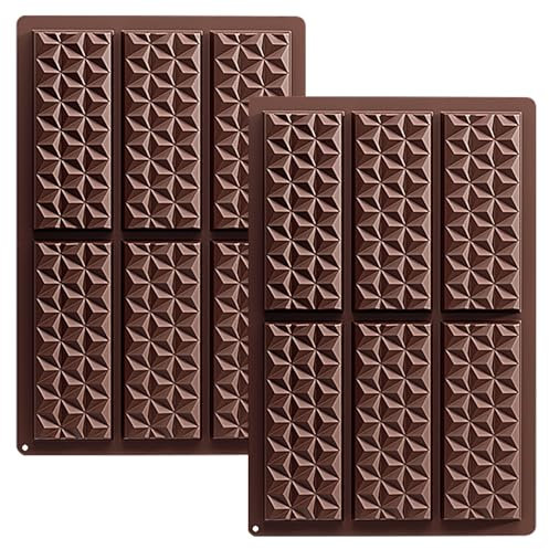 YXHZVON 2 pezzi Stampo per Cioccolato in Silicone per 6 Tavolette di Cioccolato fai da te, Antiaderenti per Cucina Cottura al Forno Fatto a Mano Cialde Energetiche Barretta