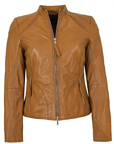 Jilani - Damen Lederjacke Lammnappa nussbraun Größe 34