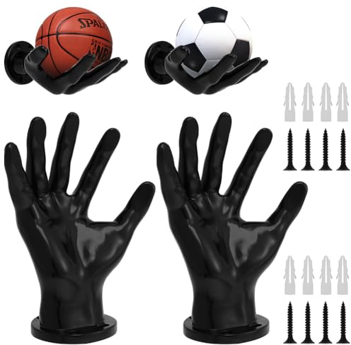VOHESEA 2 Stück Ballhalterung Wand Hand, Stabil Basketball Halterung Wand Hand mit 4 Schrauben 4 Nägel, Universal Wandmontage Ballhalter für Ball Schlüssel Kopfhör Seife