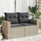 Myheimly Gartensofa mit Kissen 2-Sitzer Hellgrau Poly Rattan Hellgrau ohne Stauraum 3041948de