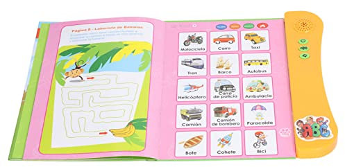 Gonetre Educativo Español Idioma Electrónico Libro de Sonido Niños Juguete de Aprendizaje (Naranja)