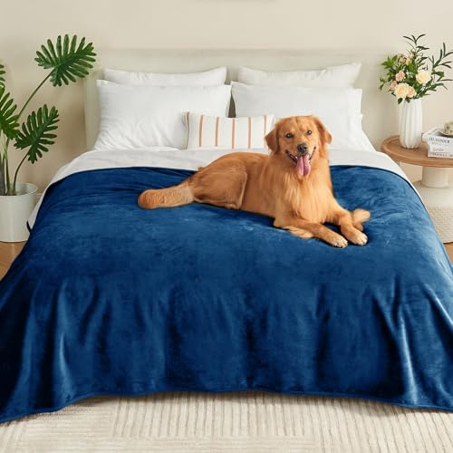Yaning wasserdichte Decke 203x228cm, Hundedecke Wasserdicht, Marineblau | Weiche Haustierdecke für Hunde und Katzen, wendbare, auslaufsichere Decke für Bett, Couch, Sofa und Möbelschutz