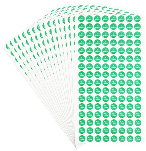 PATIKIL 2048 Stück QC Pass Aufkleber 0.4 Zoll Klebende Runde Weiß/Grün | Inventar Qualitätskontrollaufkleber, QC Genehmigungsetiketten