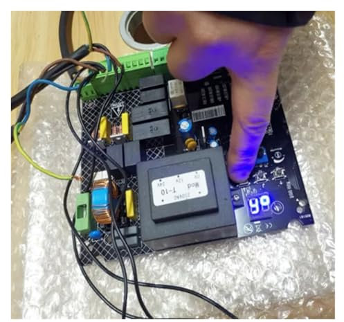 TIEOAXFT Automatische 220-VAC-Doppeltor-Steuerplatine, PCB-LED-Platine for Doppelschwingtoröffner mit schöner Fernbedienung(1 Board and 3 Remote)