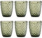 EME Mobiliario Vaso Tallado en color Verde. Fabricado en vidrio con una capacidad de 24cl. Pack 6 unidades. Resistentes, ligeros y aptos para lavavajillas.
