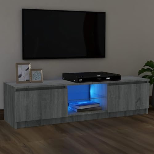 LumFurni Meuble TV avec lumières LED Sonoma Gris 120x30x35,5 cm
