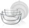 Arendo - Rührschüsseln aus Glas mit Deckel - Glasschüssel 3er Set - 1100ml + 2700ml + 4400ml – Rührschüsseln klein bis groß – Borosilikatglas - Salatschüssel Glasschale Salatglasschale