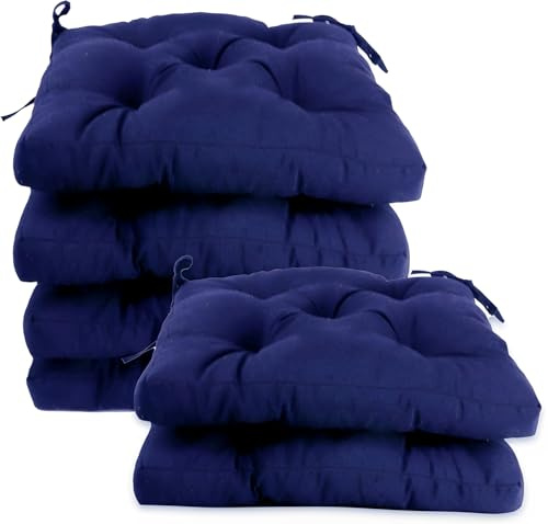 MORE FREE-Pack 6 Cojines para Silla,Cojin de Asiento Decorativo Funda de Poliéster y Relleno de Fibra Hueca 40x40x5cm,Ideal para Comedor, Terraza, Salón y Restaurante (Azul, Pack 6)