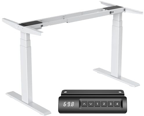 Cooleben Höhenverstellbarer Schreibtisch Gestell mit 2 starken Motoren, Tischgestell höhenverstellbar mit 4 Memory-Steuerung, 135 kg tragen (Weiß, 3-Segment-Beine)