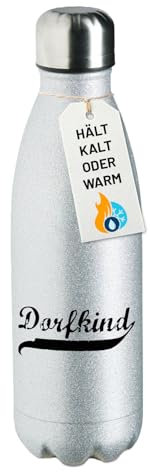 Huuraa Hellweg Druckerei Sportflasche Dorfkind Vintage Geschenk 500ml Silver Edelstahl Dorfkind Überraschung