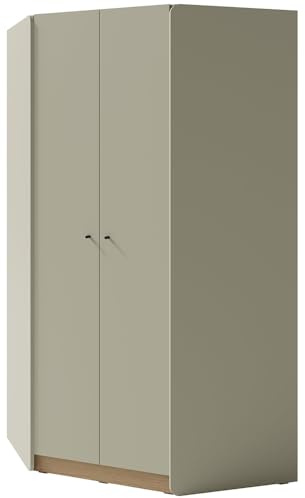 Lomadox Jugendzimmer Kinderzimmer Schrank Kleiderschrank Eckkleiderschrank in grün mit Eiche, 2-türig