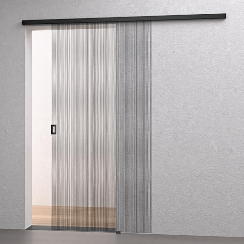 Mai & Mai Porta Scorrevole in Vetro Temperato 8mm con Binario e Maniglia in Lega di Alluminio per Bagno Cucina Studio Ufficio, 77.5x205cm, Muranino-001