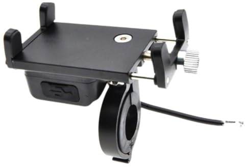 Violiica Motorrad-Handyhalterung mit USB-Ladegerät für E-Bike, ATV, Schneemobil, max. 30 W Ausgangsleistung, QC 3.0-Unterstützung, Aluminiumlegierung, Schwarz