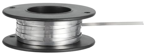 QUARKZMAN Flachheizdraht 10m, 0.1mm x 2mm Nichrome Heizdraht, 4.65 Ohm/m Stabiler Heizwiderstand, Flexibler Heizdraht für Schaumstoffschneider, DIY Heizelement, mit Schwarz Rolle, Silber