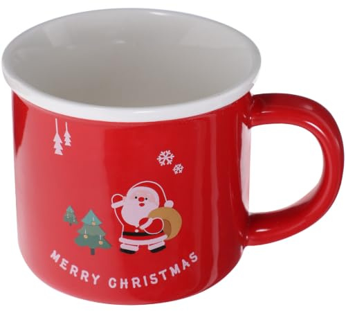 PRETYZOOM Taza de Cerámica Navideña Roja de 500ml para Café y Chocolate Diseño Original para Navidad en Casa o Restaurante