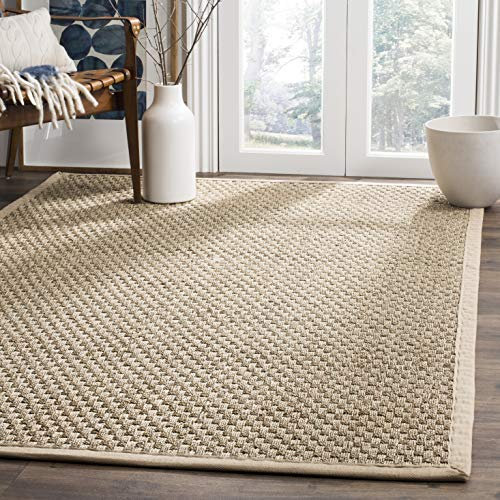 Safavieh Tapis en Fibre Naturelle pour Salon, Salle à Manger, Chambre à Coucher – Collection Fibre Naturelle, Poils Courts, Naturel et Beige, 122 x 183 cm