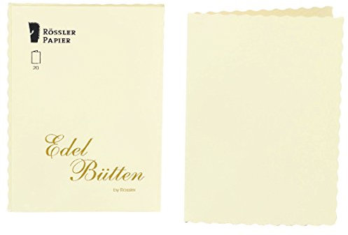 Rössler Papier 2160388803 - Doppelkarten DIN A6, gehämmert, 20 Stück, ivory