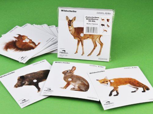OAKWOOD Zielscheiben 14x14cm Tiermotive 50Stk Schießscheibe Luftgewehrscheibe Wild