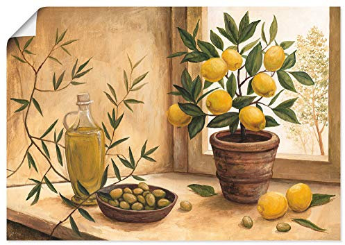 ARTLAND Wanddeko Poster & Kunstdrucke Wandposter 70x50 cm Stillleben Toskana Mediterran Oliven Zitrone Essen Lebensmittel Malerei T4HV