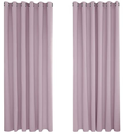 Deconovo Opaque Blackout Eyelet Curtains, 229 x 229 cm, Light Pink, Set of 2