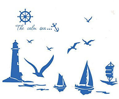 Winhappyhome Leuchtturm Seagull Segelboot Wand Aufkleber FüR Schlafzimmer Wohnzimmer Hintergrund Home Decor Aufkleber Entfernbarer Wandaufkleber