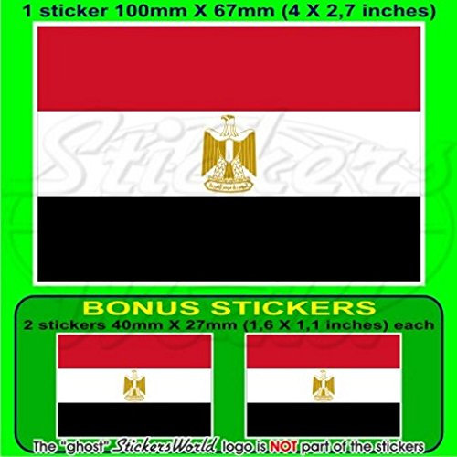 Ägypten Ägyptische Flagge 10,2 cm (100 mm) Vinyl Bumper Aufkleber, Aufkleber X1 + 2 Bonus