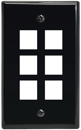 InstallerParts 6 Port Keystone Wallplate Black Smooth Face