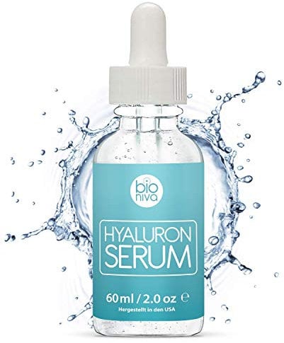 BIO Hyaluronsäure Serum Anti-Aging Anti Falten Gesichtsserum - Hochdosiert mit vegan Inhaltsstoffen, Vitamin C/E, Aloe Vera, Grüner Tee alle Hauttypen 60ml