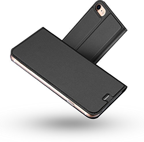RADOO iPhone 8 Hülle,iPhone 7 Hülle, Premium PU Leder Handyhülle Brieftasche-Stil Magnetisch Klapphülle Etui Brieftasche Hülle Schutzhülle Tasche für Apple iPhone 7/ iPhone 8 4.7 Zoll (Schwarz grau)