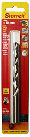 Starrett Split Point Drill Bits - HSS High Speed Steel 10x133mm KBAR100 Twist Drill Bit - For Steel Cast Iron Wood Soft Materials Iron