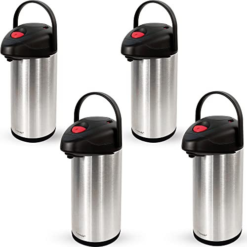 5L 5000ml Air-Pot Flask Hot Cold Tea Coffee Drinks Stainless Steel Air Pot Pump Action Vacuum Flask Flasks (Set of 4 Airpot)