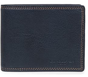 Lancaster | Soft Vintage Homme - Porte-Cartes Cuir de Vachette Pleine Fleur Bleu foncé - Camel