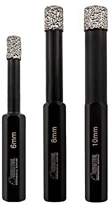 SHDIATOOL 3pk Dry Diamond drill bits Set Hex Shank for Porcelain Tile (Diameter 6mm 8mm 10mm)
