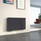 EMKE Heizkörper Horizontal 630x1000mm, Design Flachheizkörper Einlagig Moderne Heizkörper Flach Paneelheizkörper Seitenanschluss Anthrazit 730W