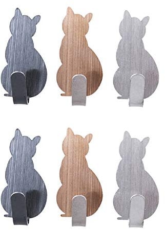TentHome Selbstklebend Handtuchhaken Bademantelhaken Deko Haken kreativer Katze Wandhaken Edelstahl rostfrei Bad Küche Handtuchhalter Kleiderhaken Ohne Bohren, 4 Stk. (3 Farben)