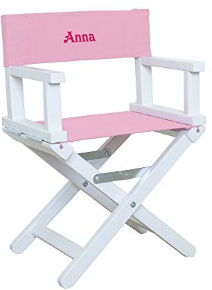 Amikado - Fauteuil de metteur en scène bébé & Enfant - châssis Blanc (Rose pâle) - Dimensions : H 55 x L 36 x P 28 cm