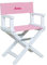 Geschenkegarten Regiestuhl für Babys und Kleinkinder (1-5 Jahre) mit weißem Gestell und individueller Bestickung (Rosa)