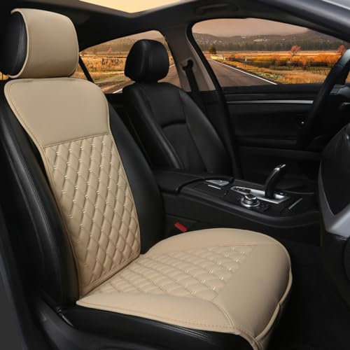 Black Panther 1 Stück Luxus Sitzauflagen Auto mit Rückenlehne Autozubehör Geeignet für Vier Jahreszeiten, Keine Sitzheizung (Beige)