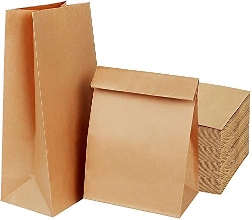 AN HUI MING 50 Stück Papiertüten, Groß, 30.5x20x12.5cm, Kraftpapier, Braun, Wiederverschließbar, Einlagig, Für Lebensmittel, Snacks, Brot, Geburtstage, Weihnachtsfeiern und Hochzeiten